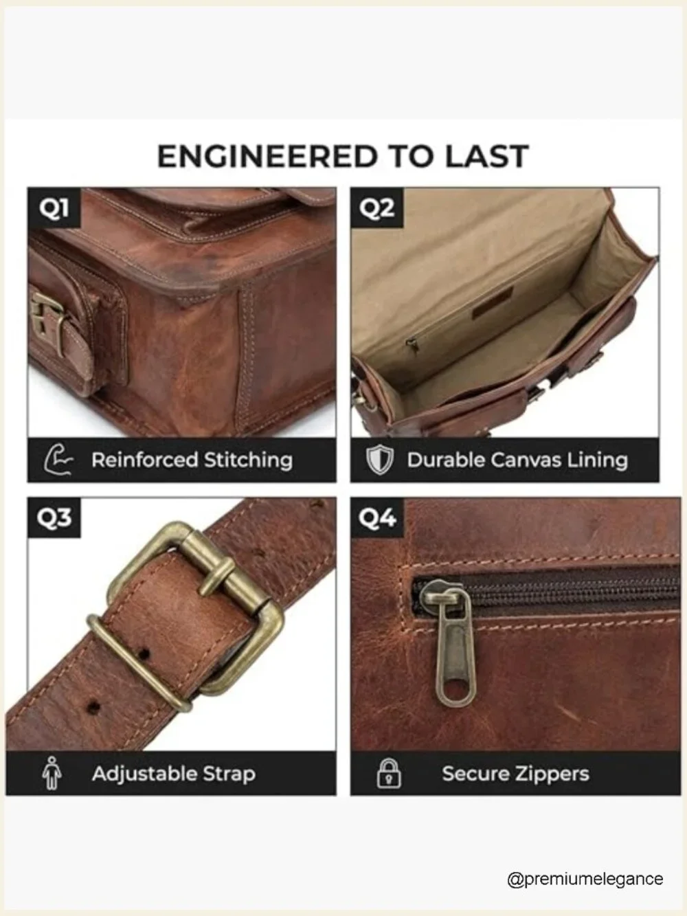 Handmade Full Grain Leather Laptop Messenger Bag, 18 inch Crossbody, Briefcase